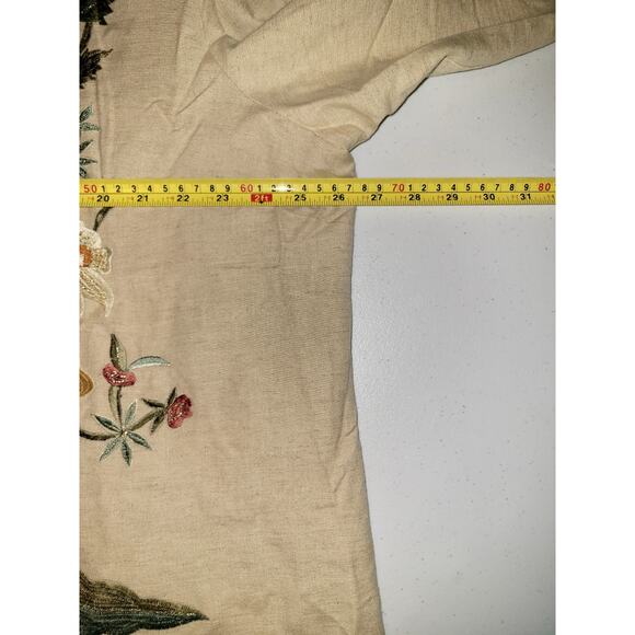 Tapestry Patch Women’s XXL Tan Floral Vintage Jacket Blazer Shoulder Pads Boho - Picture 7 of 15